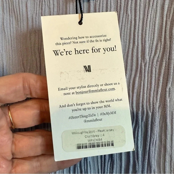 MM LaFleur NWT Willoughby Pleat Jersey Skirt in Chambray‎ Size 4 Career Classic - Picture 9 of 10